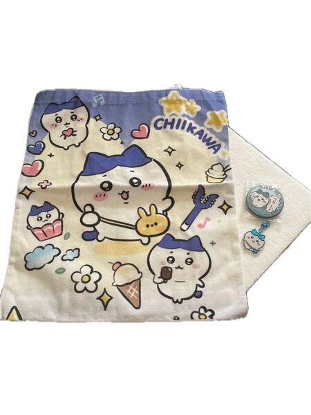 ちいかわ ハチワレ トートバッグと缶バッジ、キーホルダーセット