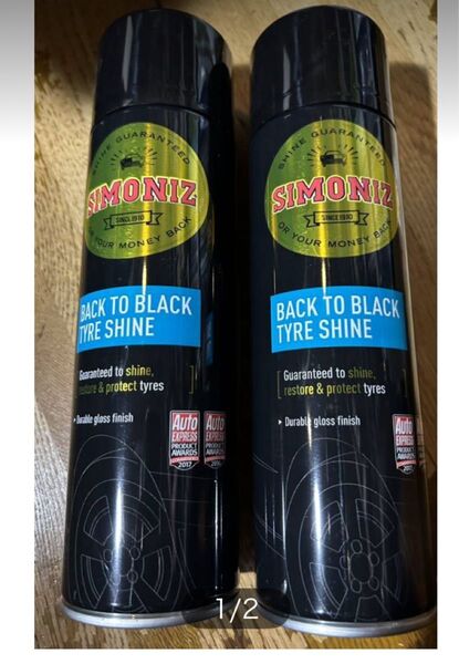 透明 タイヤワックス スプレー 500ml SIMONIZ BACK TO BLACK TYRE SHINE 2本セット