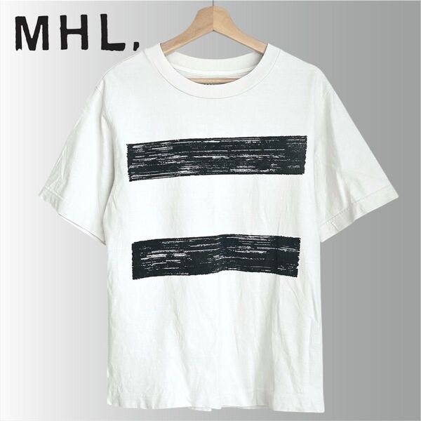 MHL. エムエイチエル BLOCK PRINT DRY COTTON JERSEY Tシャツ Mサイズ ホワイト メンズ