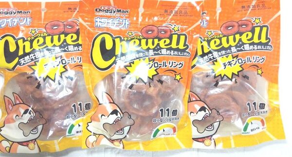 犬おやつ ドギーマン ホワイデント チキンロールリング 牛皮 11個×3袋