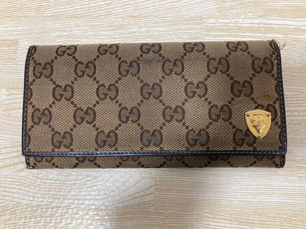 GUCCI ブラウン キャンバス 長財布 グッチ