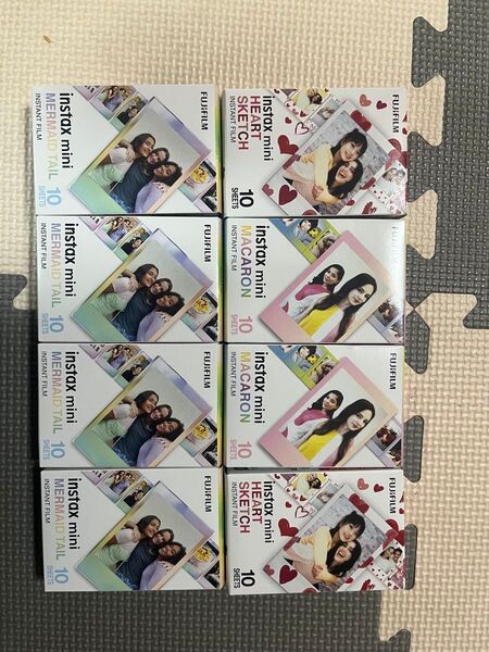 【10枚入り8個セット】instax mini MERMAID TAIL 4個 MACARON 2個HEART SKETCH 2個