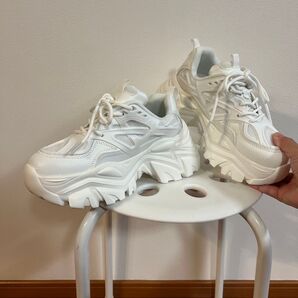 デメテル 未使用 厚底 ダッド スニーカー 白 S ギャル スポーティ 軽量 美脚 身長盛れる 年中使える