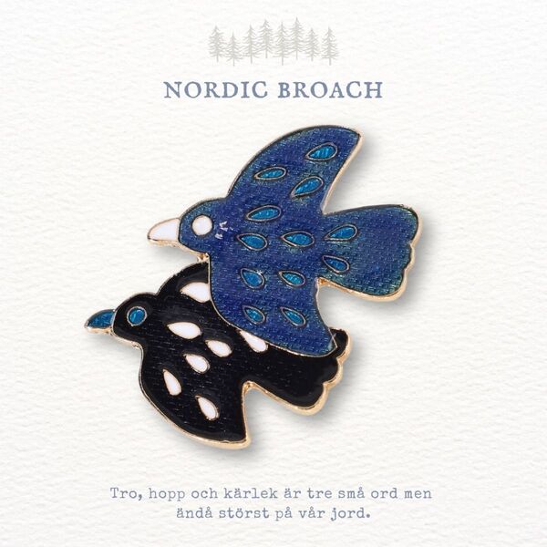 Nordic broach 北欧風 ブローチ ラブバード ブルー SOUSOU