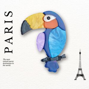 Paris broach アクリル ブローチ ピン トロピカルカラフル オウム