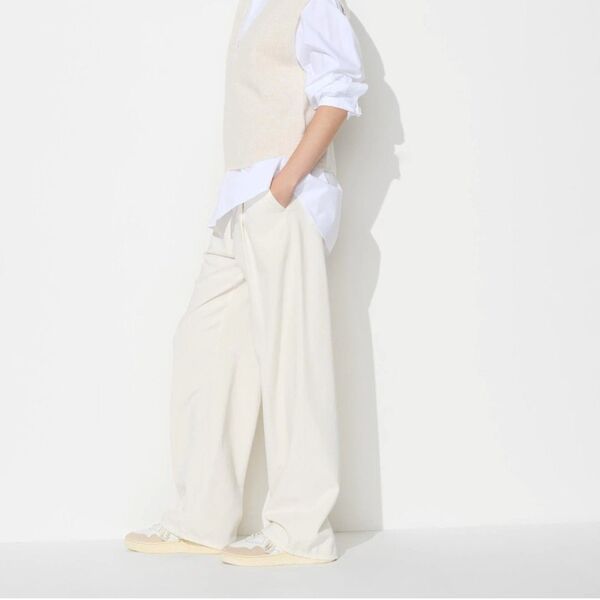 【新品】UNIQLO ドレープデニムタックパンツ 丈長め XLサイズ
