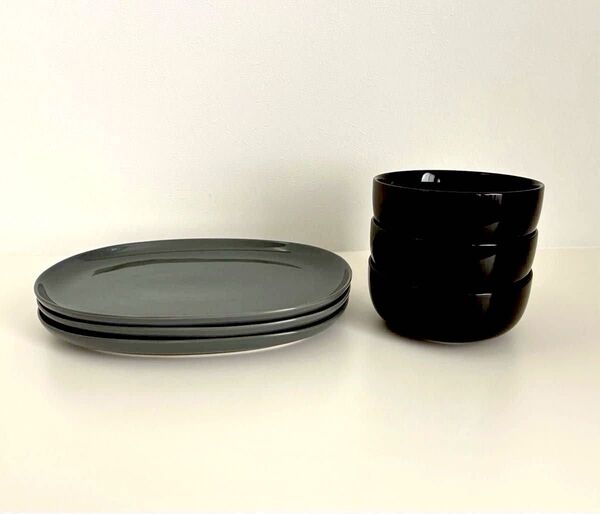無印良品 日常の器 オーバルプレート 小 グレー ×3 ボウル ブラウン 小×3 MUJI 皿 食器 鉢 ディナープレート