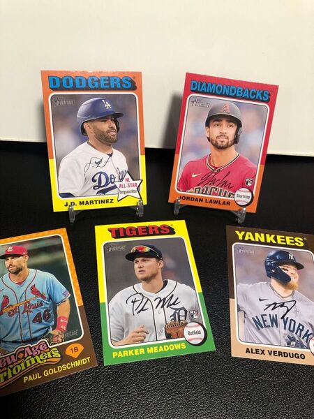 topps HERITAGE ヘリテージ ベースボールカード 2024 プリントサインなど、5枚セット