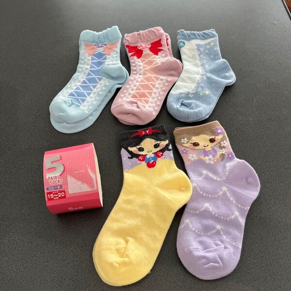 【新品☆サイズ15〜20cm】キッズ 女の子 クルー丈 靴下 5足セット