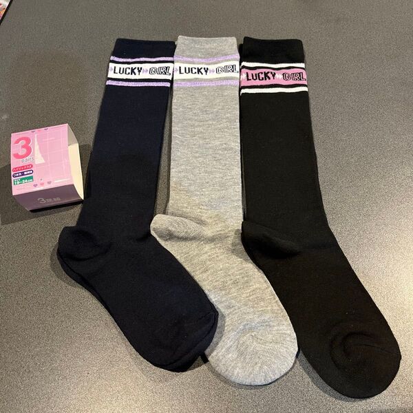【新品☆19-24㎝】女の子用 ハイソックス 靴下 3足セット 通学用 シンプル 靴下 ソックス スクールハイソックス