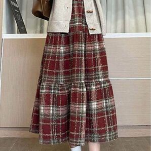 SHEIN ミディ丈チェック柄スカート クリスマスカラー