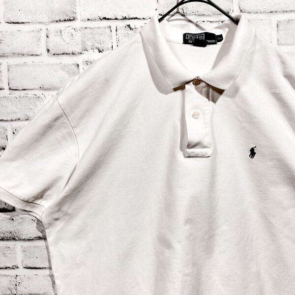 1449 Polo Ralph Lauren ラルフローレン ポロシャツ 90s 白 XL ワンポイント