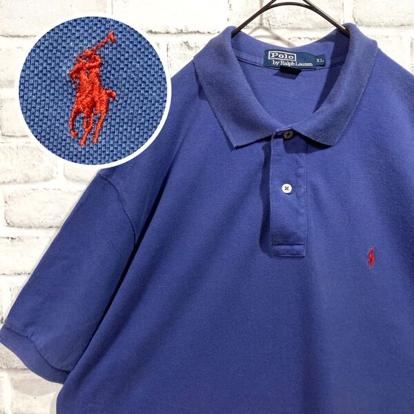 1525 Polo Ralph Lauren ラルフローレン ポロシャツ 2XL相当 青系 ワンポイント ロゴ刺繍