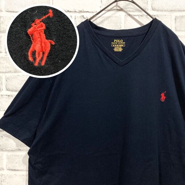 1528 Polo Ralph Lauren ラルフローレン Tシャツ ネイビー 2XL相当 メンズ ワンポイント
