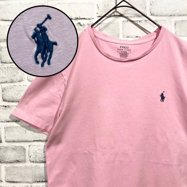 1542 Polo Ralph Lauren ラルフローレン Tシャツ ピンク 半袖 ワンポイント メンズ L相当