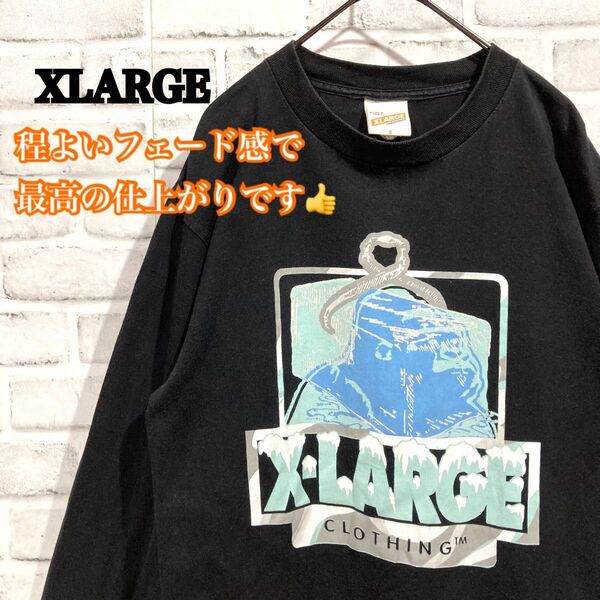1554 XLARGE エクストララージ ロンT 黒 S メンズ メキシコ製 フェード感 ゴリラ