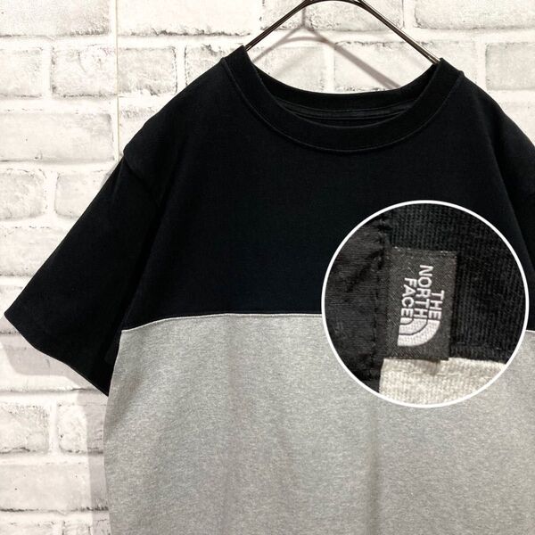 1566 THE NORTH FACE ノースフェイス Tシャツ L 黒 グレー 胸ポケット メンズ 肉厚