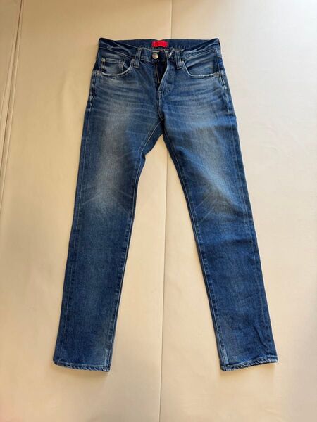 【RED CARD】 × 【BEAMS】Rhythmリズム デニムパンツ W28 ユーズド加工 スリム