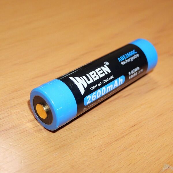【中古】WUBEN 18650 リチウムイオン充電池 2600mAh(保護回路付き)ウーベン 予備電池 ケース無し