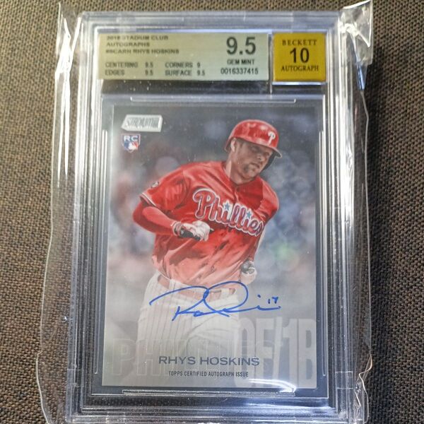 Rhys Hoskins 直筆サインカード 2018 Stadium Club #SCARH BGS 9.5/10