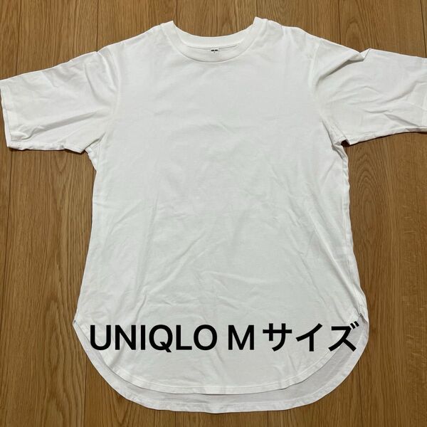UNIQLO Tシャツ レディース 白 夏 半袖Tシャツ Mサイズ スムースコットンラウンドヘムロングT