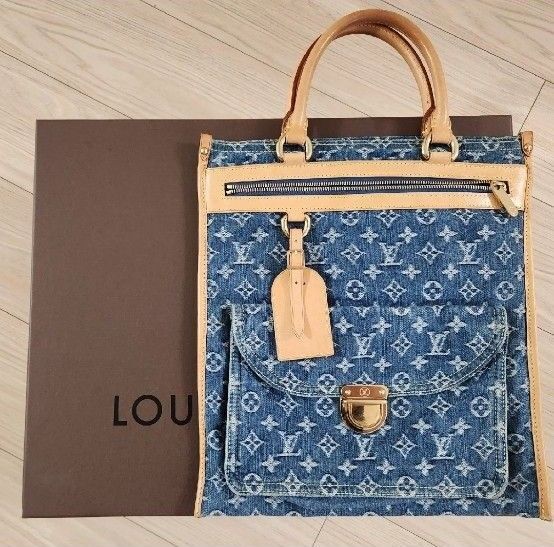 LOUIS VUITTON ルイヴィトン モノグラムデニム フラットショッパー ハンドバッグ トートバッグ