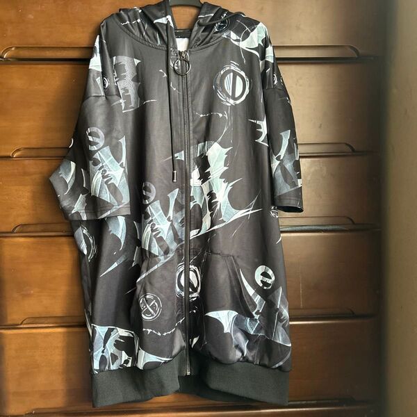 nier clothing五分袖パーカー 黒 フリーサイズ