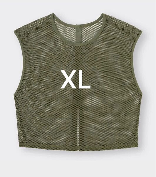 ジーユー gu メッシュT ノースリーブ Tシャツ トップス ノースリーブ カーキ XL