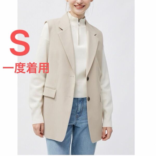 オーバーサイズテーラードベスト ジーユー gu ジレ S ナチュラル