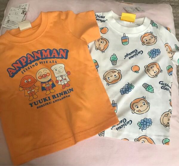 キッズ 半袖Tシャツ アンパンマン&おさるのジョージ 2枚セット 80サイズ 新品 タグ付き