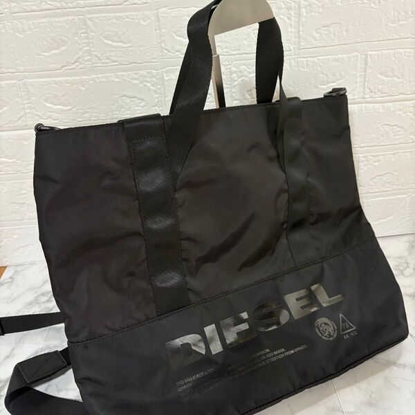 DIESEL 3WAYバッグ ビッグロゴ リュック トート ショルダー 黒