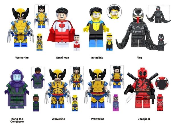 新品レゴ互換8体セット マーベル ローガン ヴェノム デッドプール アベンジャーズ ブロック ミニフィグ ミニフィギュア