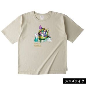 猫庭 スリットライン オーバーTシャツ メンズ Mサイズ / ベージュ