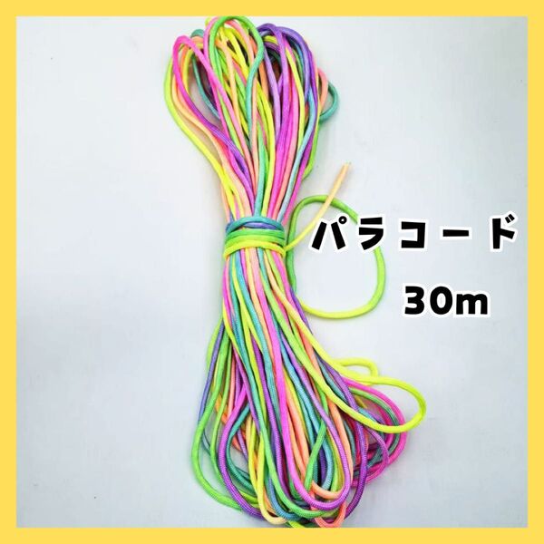 パラコード レインボーカラー 30m パステルカラー 淡い リード ハンドメイド ひも 手芸 かわいい プリティー コード