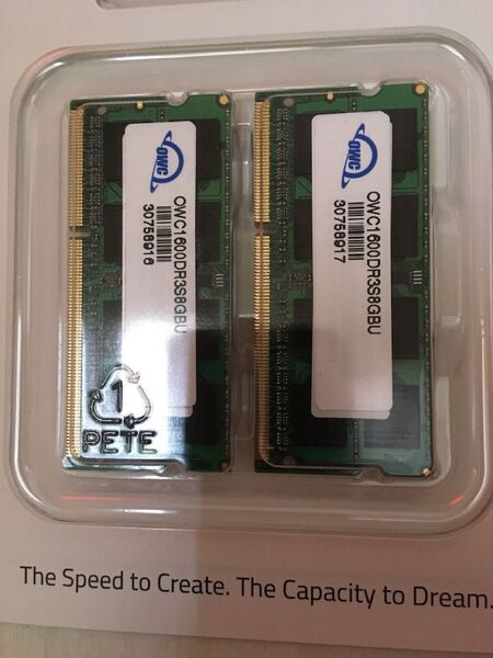 OWC 16GB(8GB x 2)PC3−12800 DDR3L 1600MHz SO-DIMMメモリー OWC保証26年3月迄