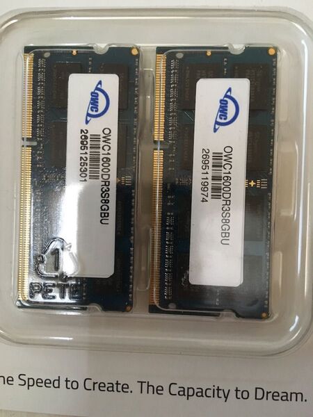 OWC 16GB(8GB x 2)PC3−12800 DDR3L 1600MHz SO-DIMMメモリー OWC保証26年3月迄