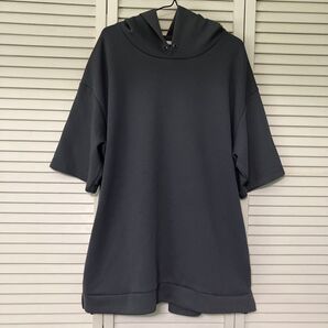 GU メンズ L 五分袖パーカー グレー ゆったりシルエット