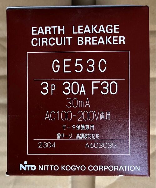 日東工業 漏電遮断器 GE53C 3P 30A F30