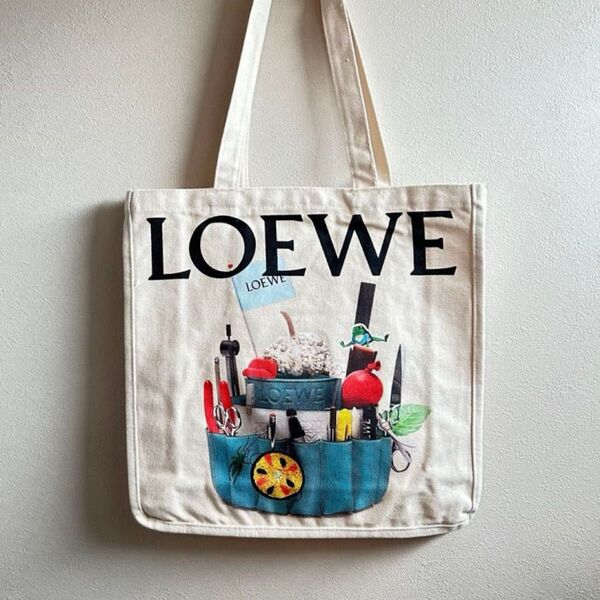 新品 ロエベ LOEWE ノベルティ バッグ トートバッグ エコバッグ クラブテッドワールド展 キャンパストートバッグ