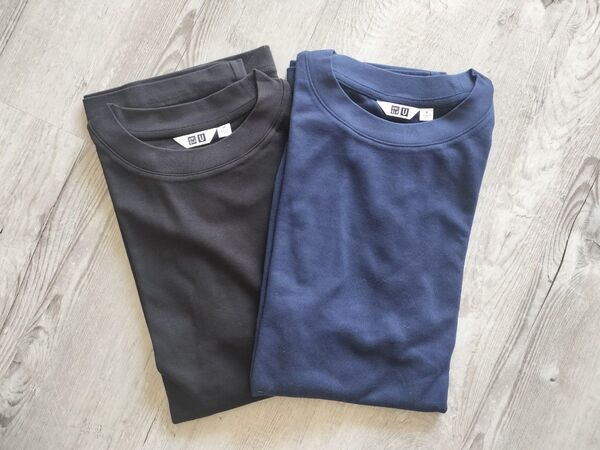 新品 UNIQLO ユニクロU エアリズム コットンオーバーサイズ Tシャツ 2枚 ブラック ネイビー M