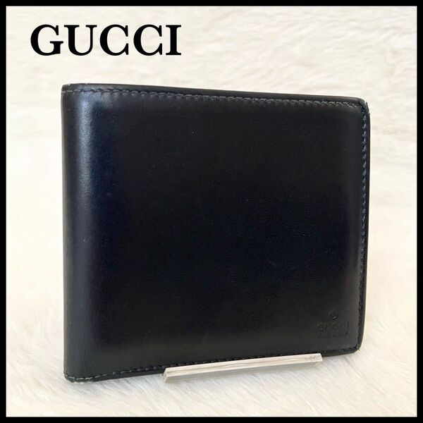 GUCCI グッチ 二つ折り財布 ウォレット ブラック レザー 本革