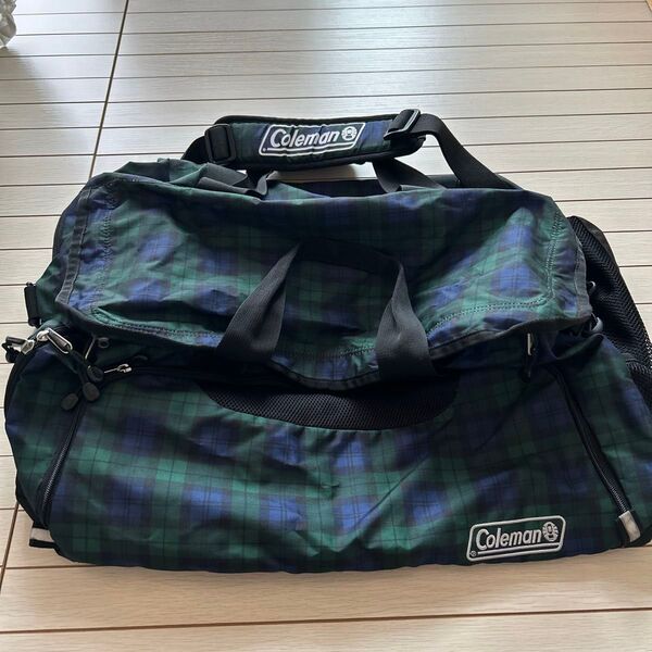 Coleman ボストンバッグ グリーン系 チェック柄