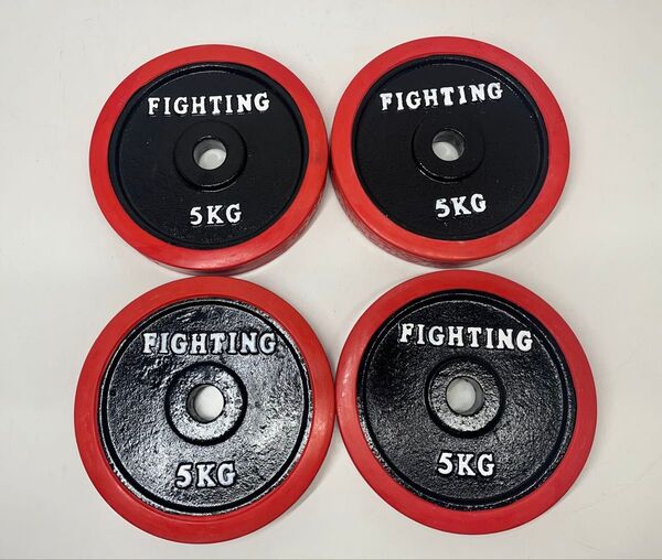 ① FIGHTING ROAD プレート ラバープレート ダンベルプレート5kg ×4枚 ファイティングロード 筋トレ
