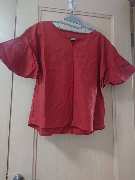 ベルメゾン カットソー Tシャツ ブラウス 袖 フレア 天然素材
