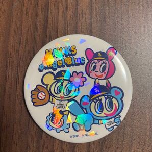 ソフトバンクホークス エンジェルブルー ホログラム缶バッチ ホワイト