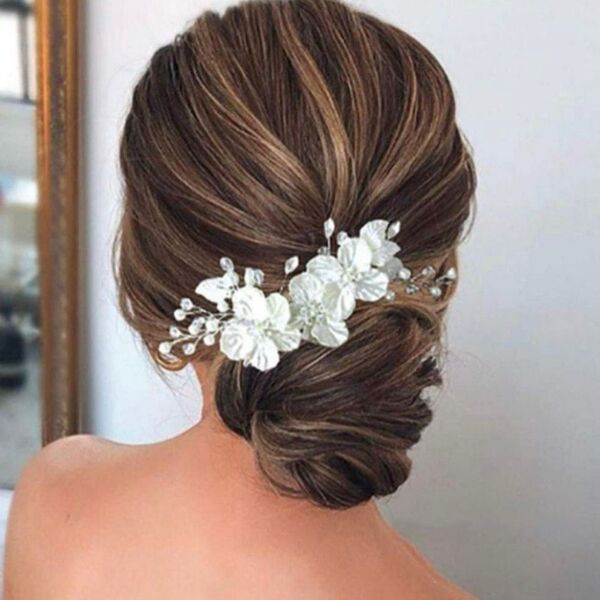髪飾り 花 ヘッドドレス ホワイト 白 フォーマル ヘアアクセサリー 結婚式 洋装 七五三 ヘアピン B844