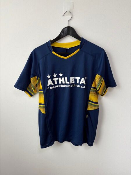 【L】ATHLETA アスレタ プラクティスシャツ ネイビー イエロー フットサル サッカー