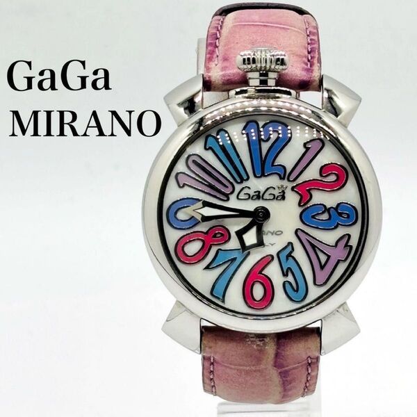 GaGa MIRANO マヌアーレ40 ピンク レザー 腕時計 ガガミラノ