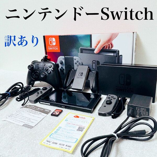 【訳あり】ニンテンドーswitch グレー ソフト付き 社外コントローラー付き