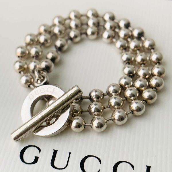 GUCCI グッチ ネックレス チョーカー サークル ラウンド トルグ ラリアット ラリエット ボールチェーン 2連ブレス